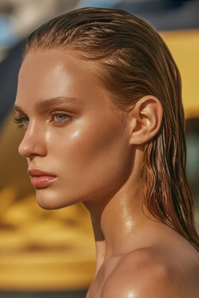 Chic Wet Look Evening Hairstyle