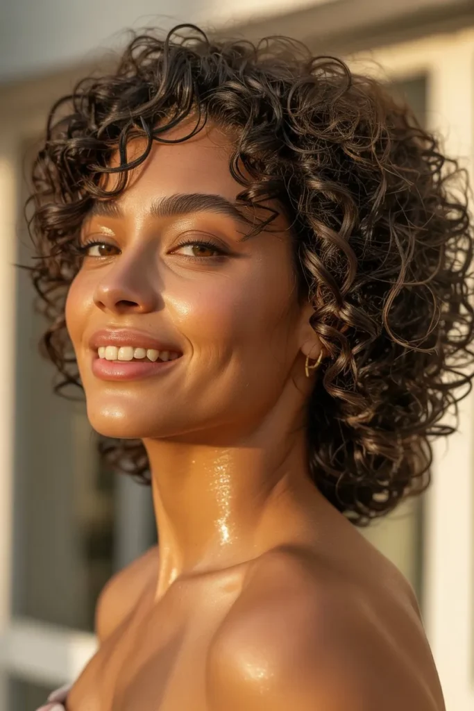 Defined Curly Puff Style
