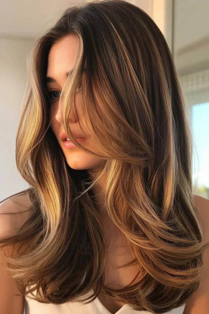 Face Framing Balayage With Long Layers