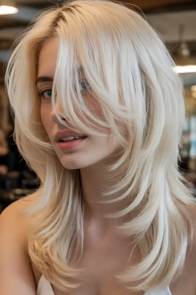 Glossy Platinum Blonde Layers