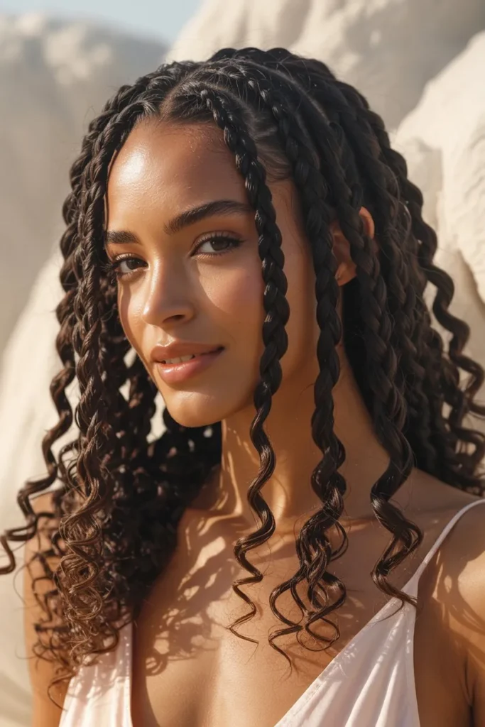 Goddess Braids With Curly Ends