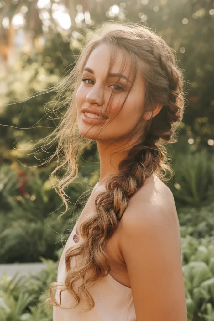 Romantic Braided Ponytail With Loose Waves