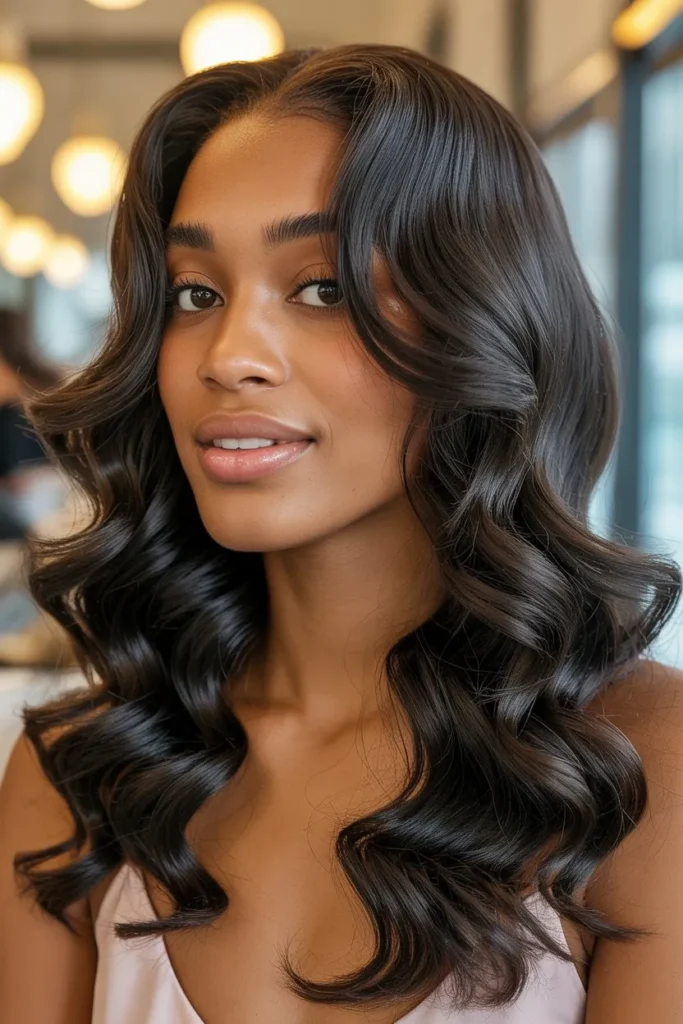 Silk Press With Soft Curls
