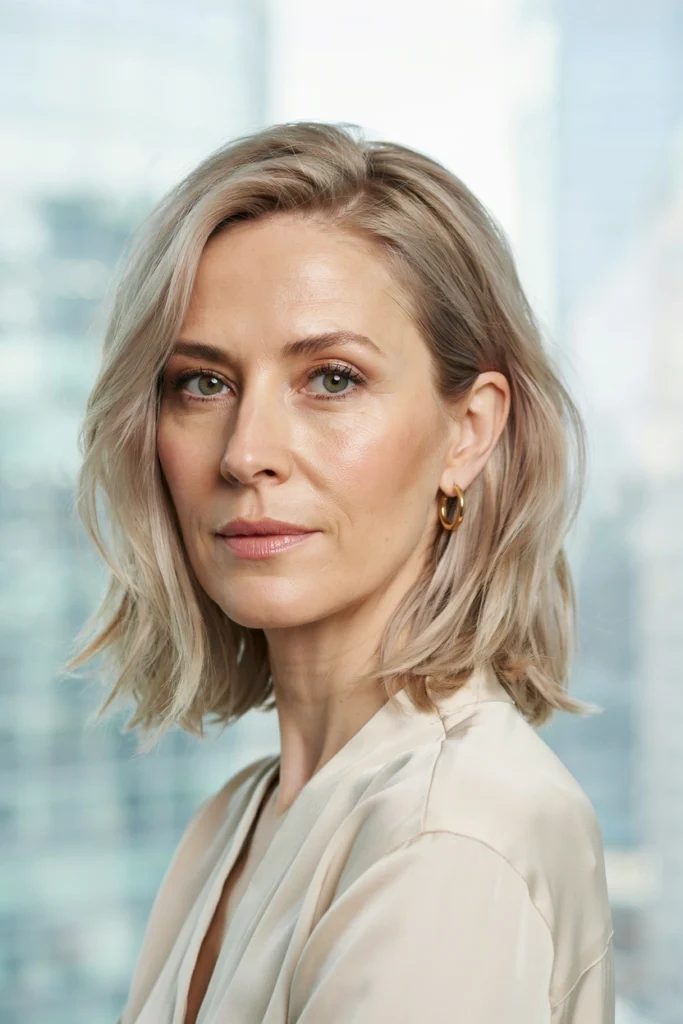 Ash Blonde Shoulder-Length Hair With Invisible Layers