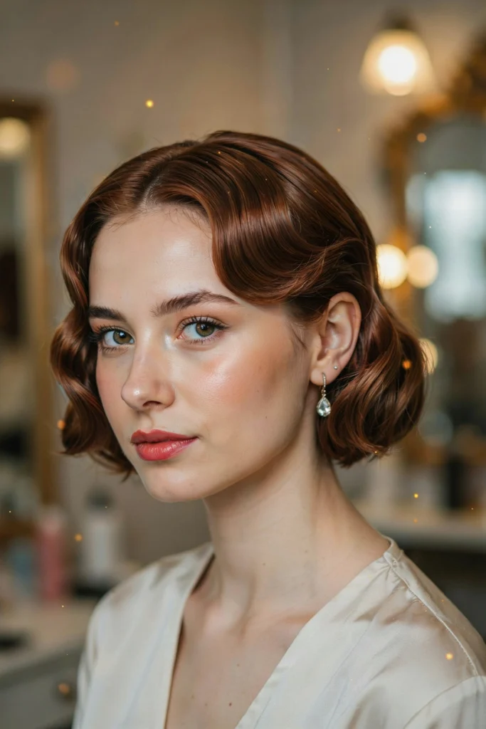 Auburn Pin-Up Bob With Sculpted Finger Waves