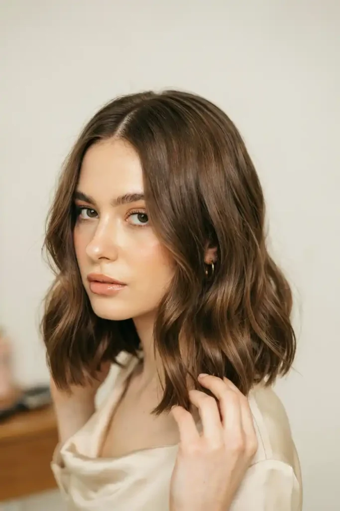 Bouncy Shoulder-Length Blowout With Rounded Layers And Soft Volume