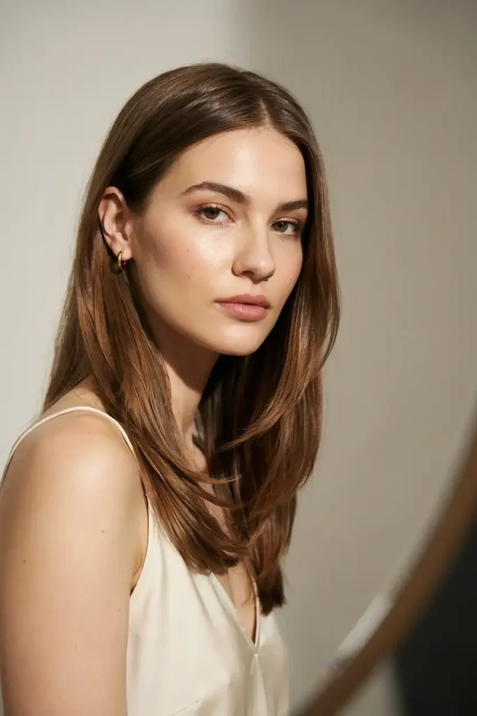 Butterfly Layers With A Sleek Straight Blowout And Face-Framing Movement