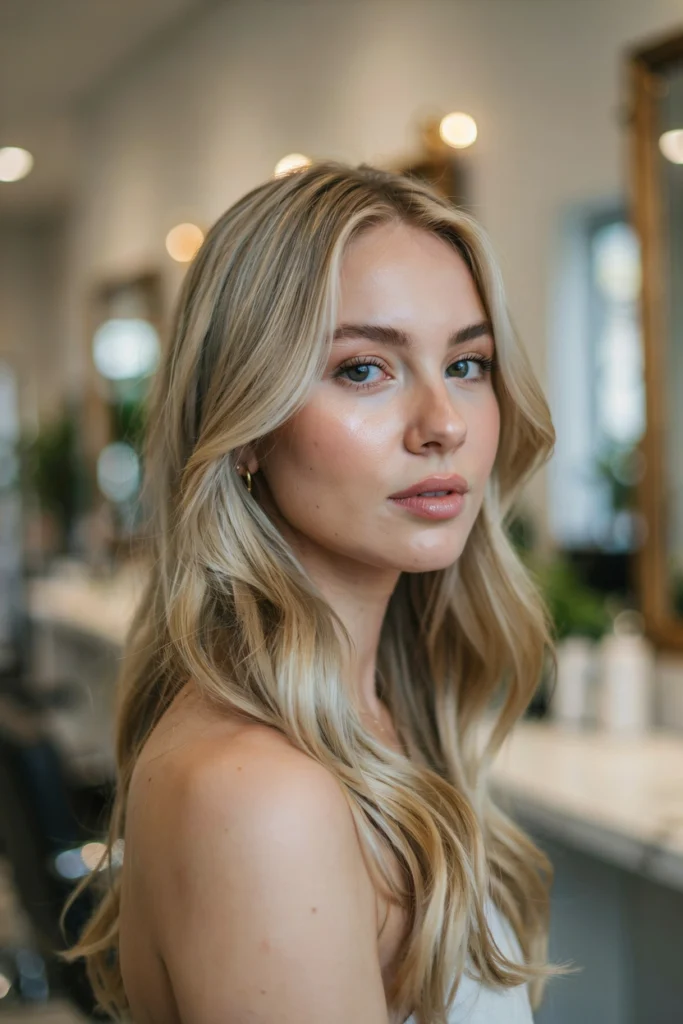 Champagne Blonde Balayage With Face-Framing Highlights