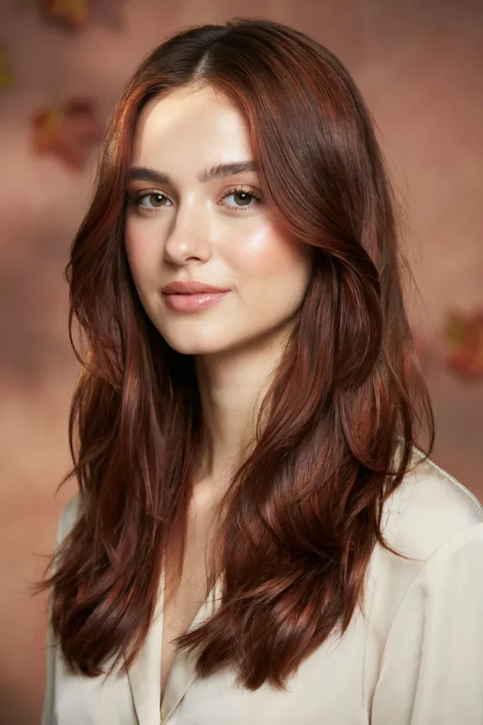 Cherry Mocha Butterfly Layers With a Voluminous Blowout