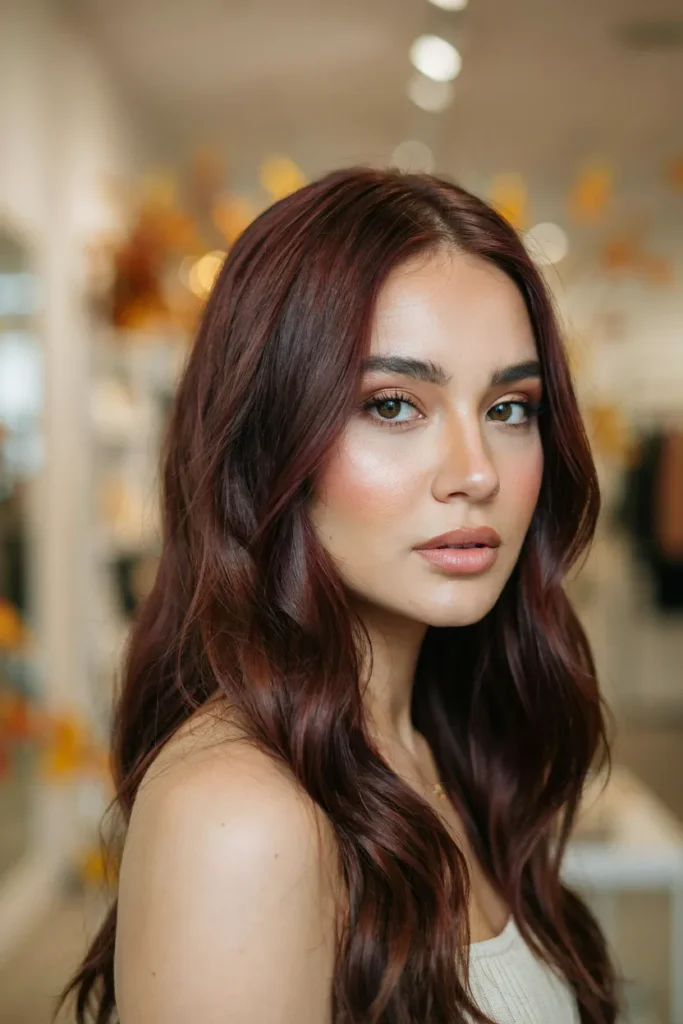 Cherry Mocha Hair With Money Piece Highlights