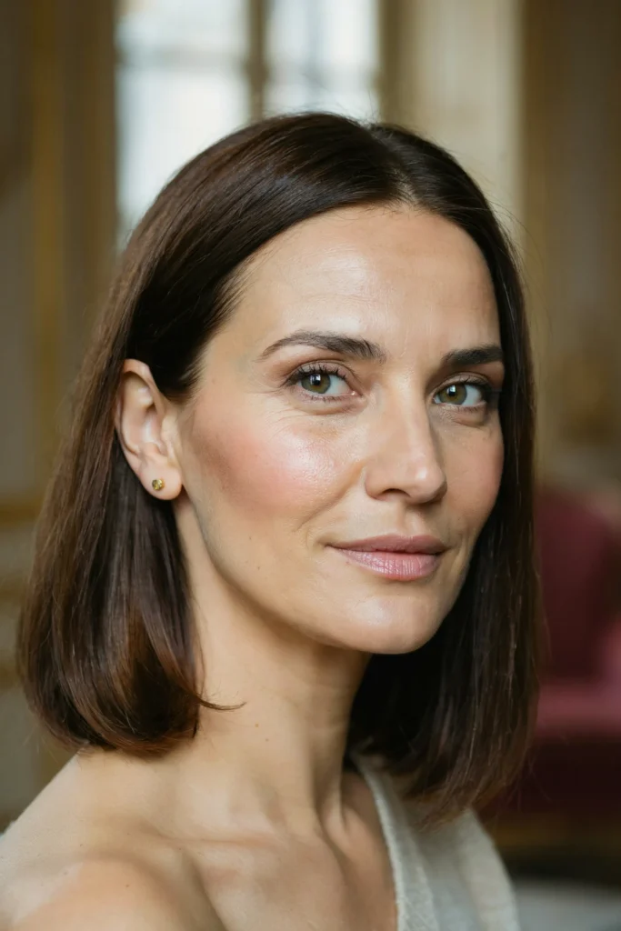 Chin-Grazing Long Bob With Soft Inward Ends And Timeless Elegance