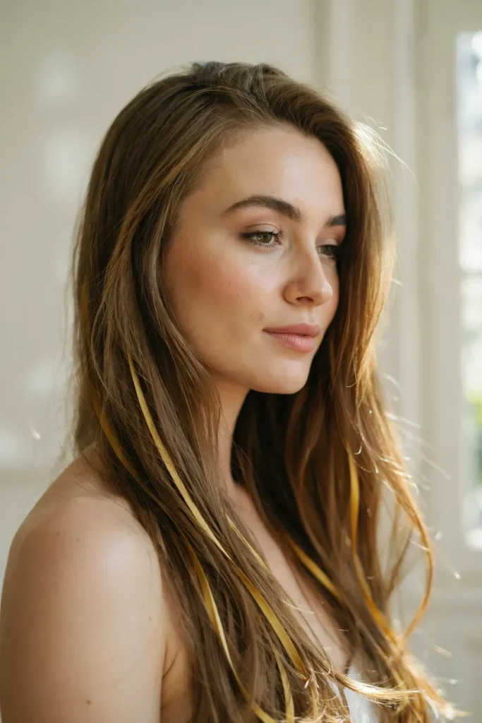 Cinnamon Brown Hair Color With Soft Golden Dimension