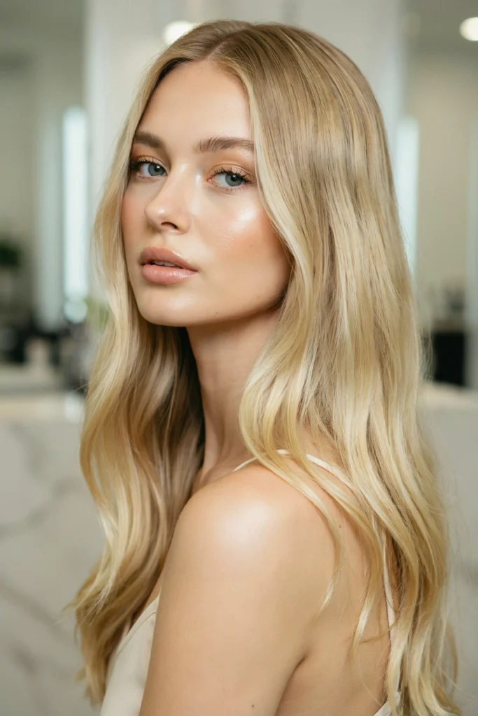 Creamy Vanilla Blonde With Soft Root Shadow