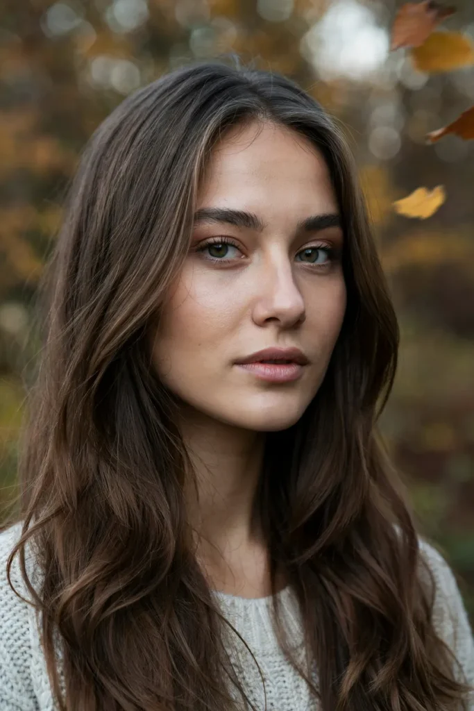 Dark Mushroom Brown Hair With Silky Layers