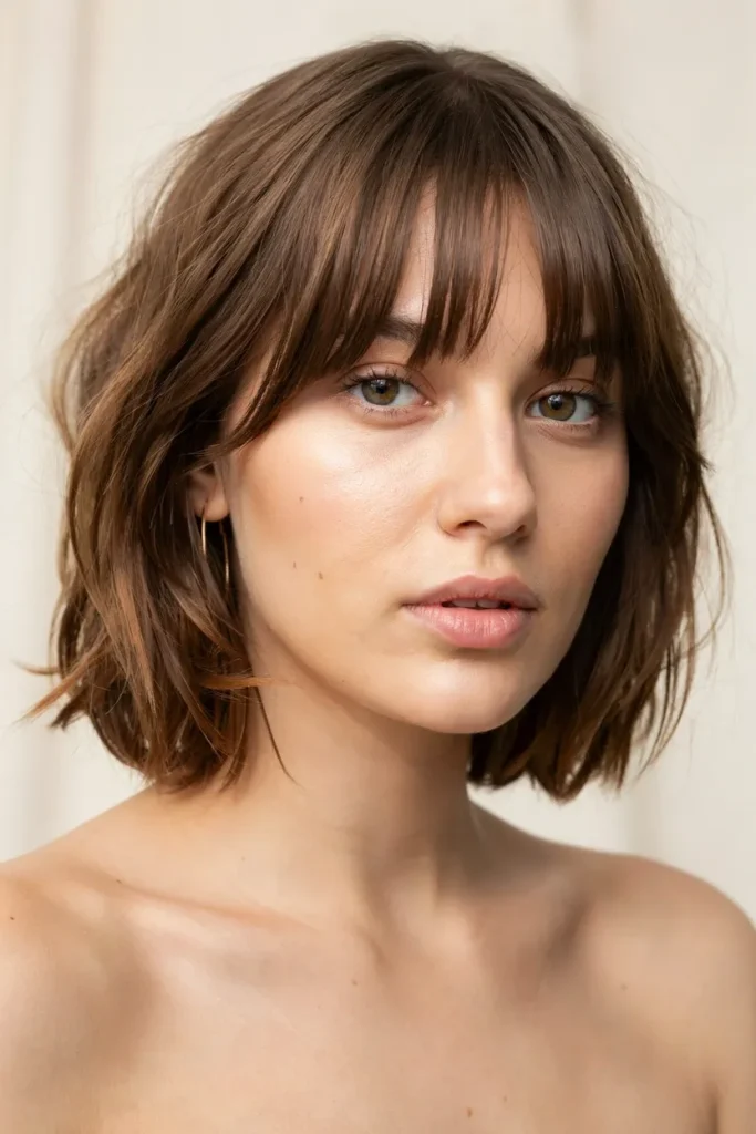 Feathered Bob With Soft Curtain Bangs