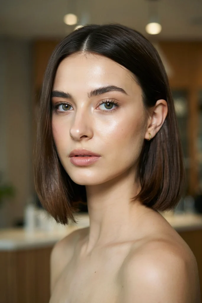French Lob With Soft Ends and Glossy Finish