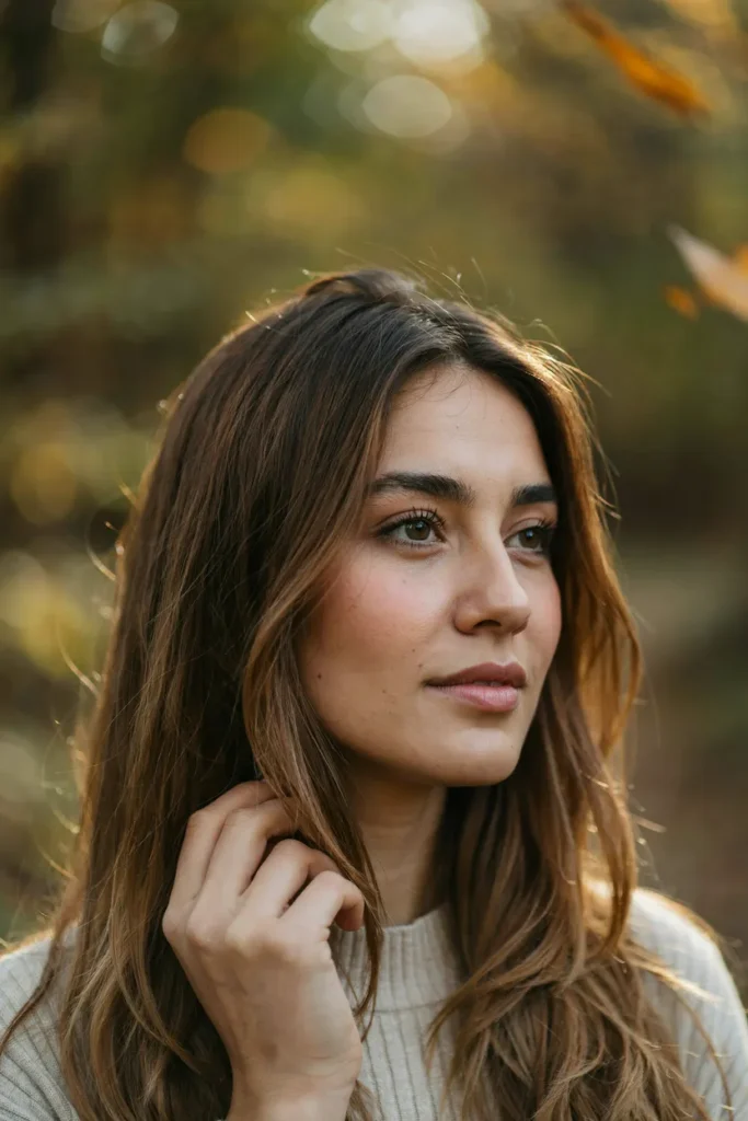 Glossy Mocha Melt Hair With Face-Framing Layers