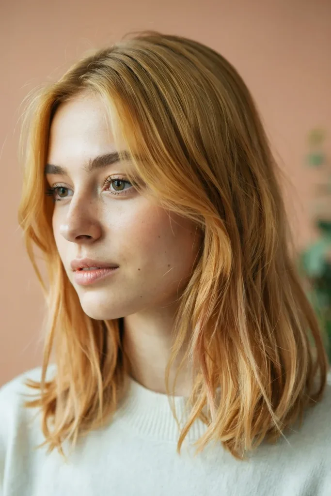 Golden Apricot Hair Color With Warm Summer Glow