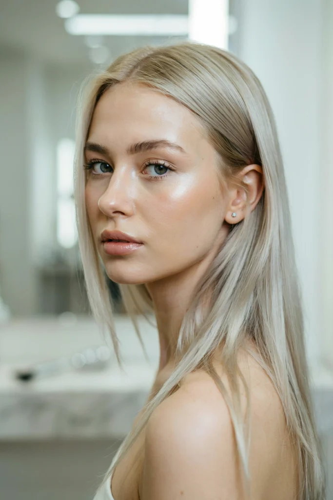 Icy Platinum Blonde With Cool Silver Tones