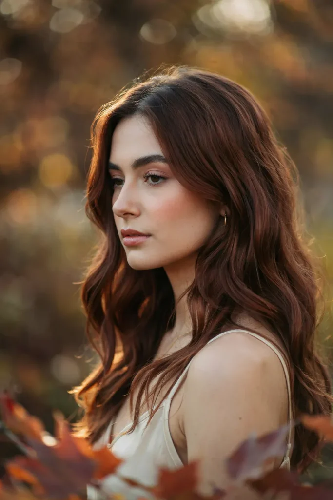 Long Cherry Mocha Hair With Loose Luxe Curls