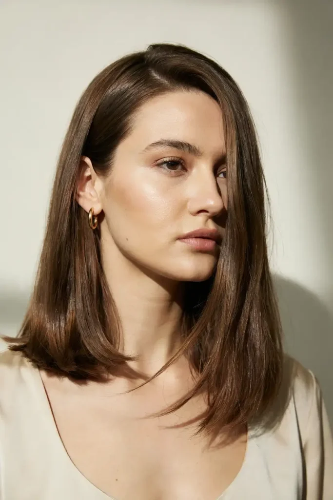 Long Straight Blowout With Soft Face-Framing Layers And Bouncy Ends