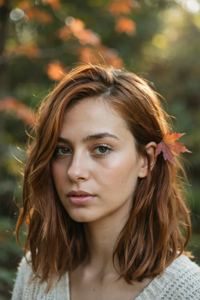 Maple Copper Hair With Textured Shoulder-Length Layers