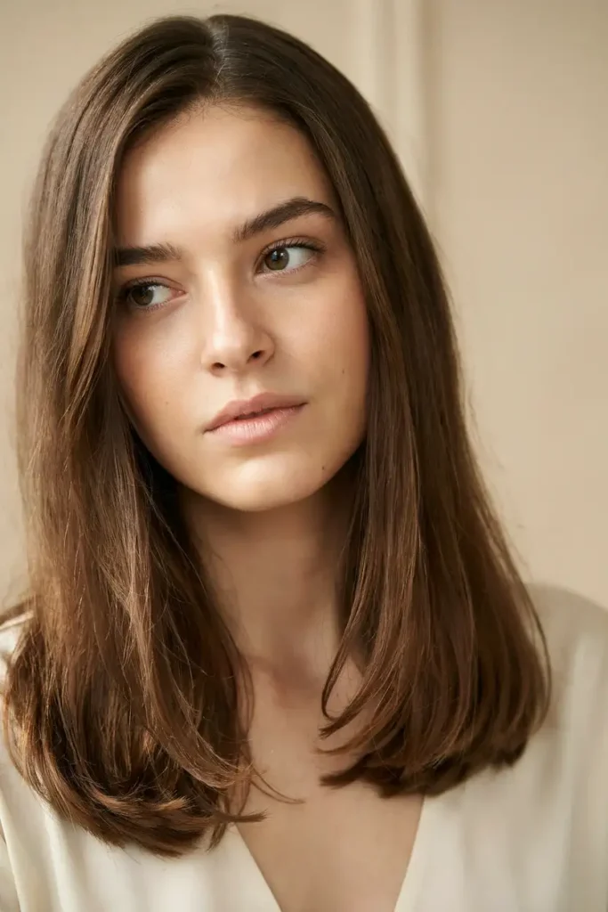 Medium-Length Straight Blowout With Soft U-Shaped Layers And Salon Volume