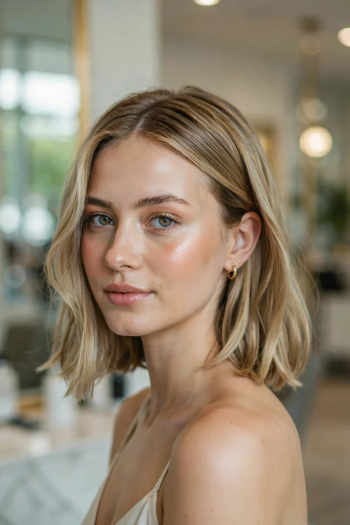 Old Money Beige Blonde Blowout With Curtain Layers