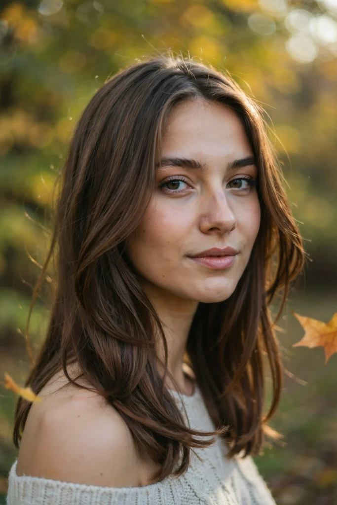 Rich Chocolate Brown Hair With Feathered Layers