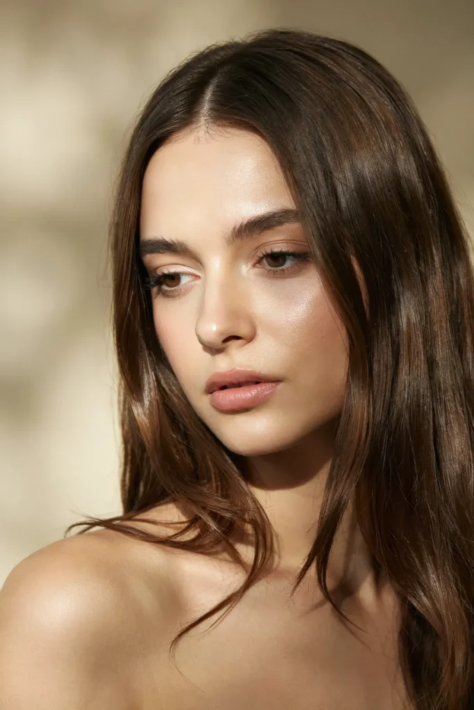 Rich Espresso Brunette With Glossy Glass Hair Shine