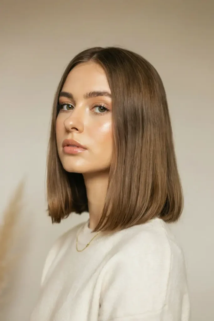 Shoulder-Length Straight Blowout With Rounded Ends And Luxurious Shine