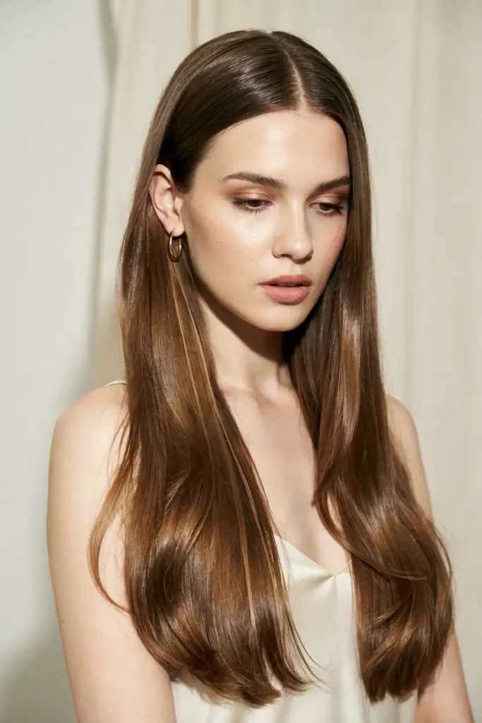 Sleek Middle-Part Straight Blowout With Glossy Salon-Finish Shine