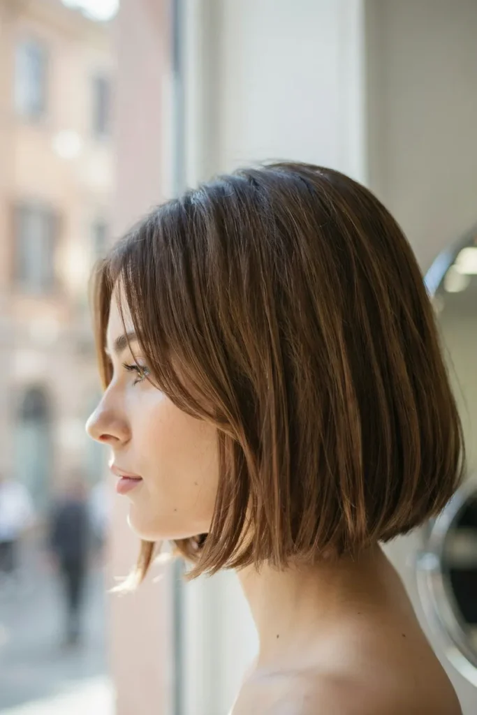 Sleek Stacked Bob With Rich Brunette Dimension