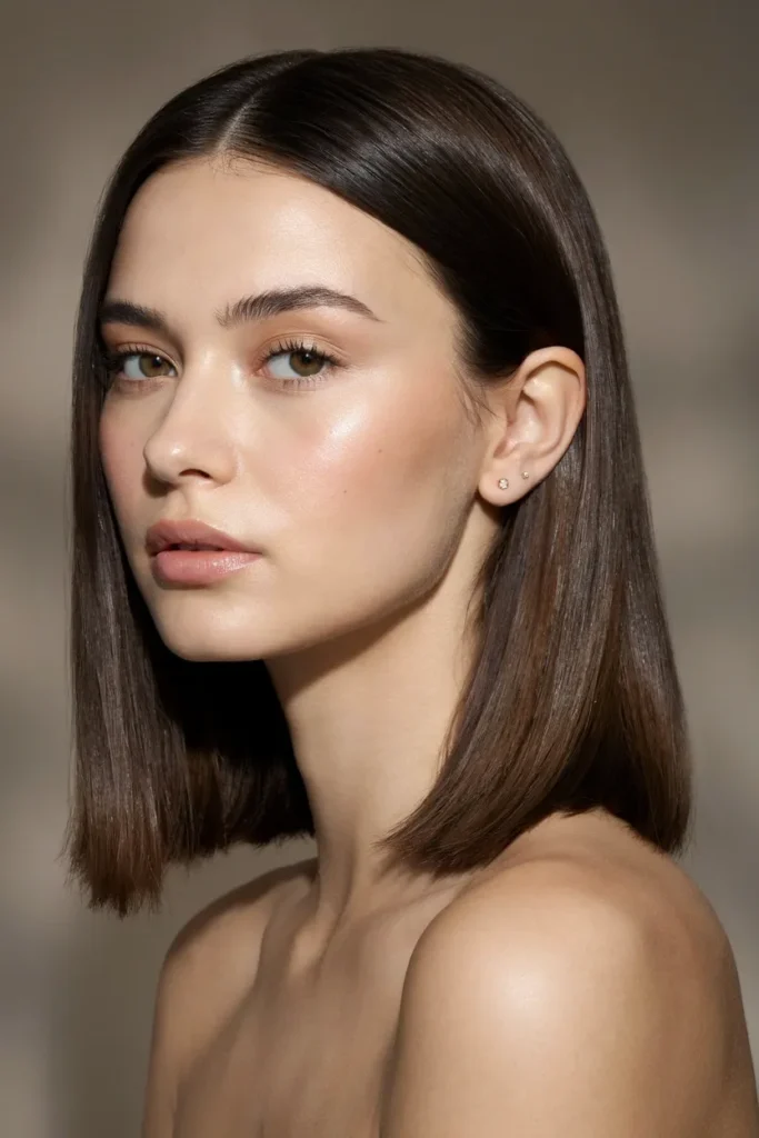 Sleek Straight Long Bob With A Sophisticated Middle Part