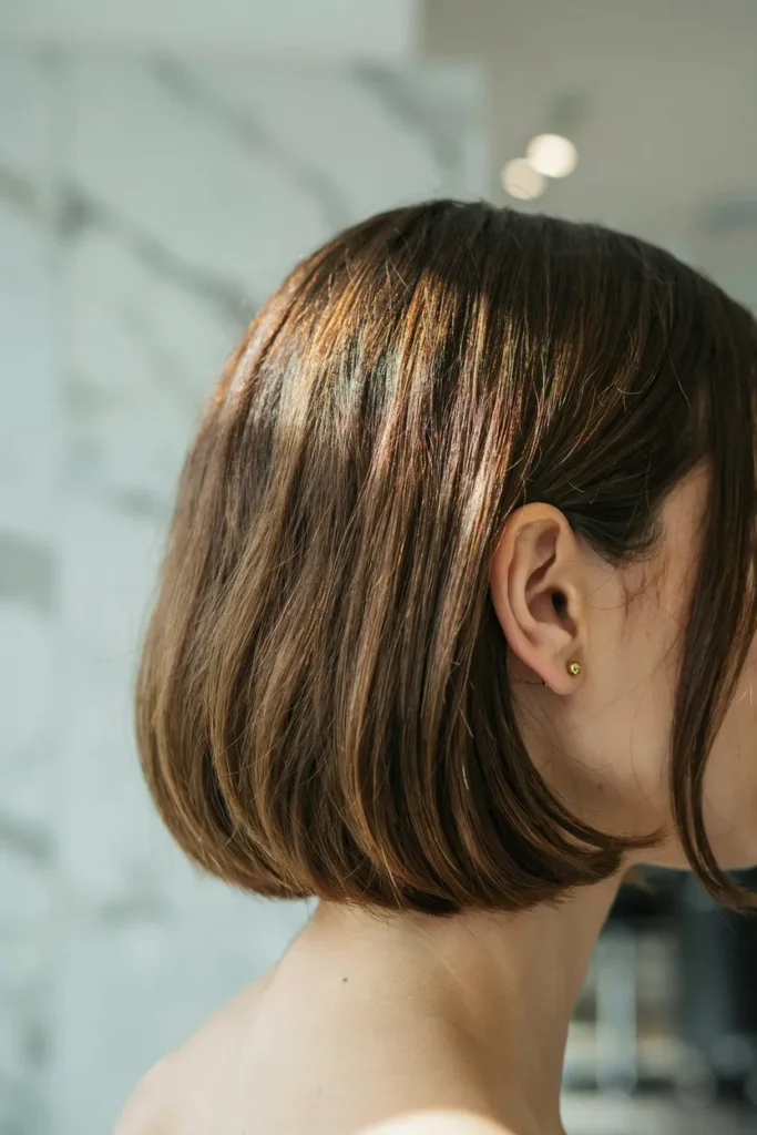 Soft Curved Bob With Warm Cinnamon Highlights