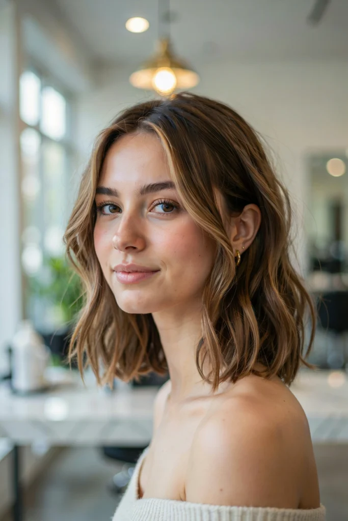 Textured Wavy Lob With Face-Framing Layers