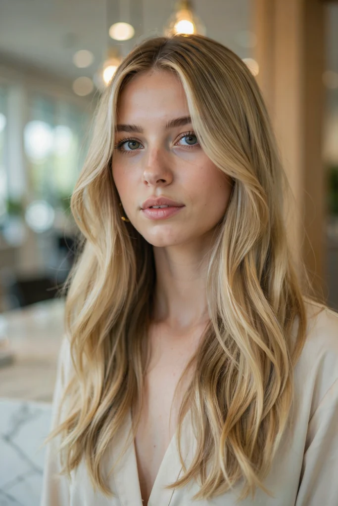 Voluminous Collarbone Lob With Soft Money Pieces