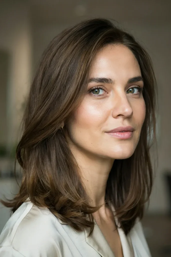 Voluminous Long Bob With Side-Swept Layers And Soft Bounce