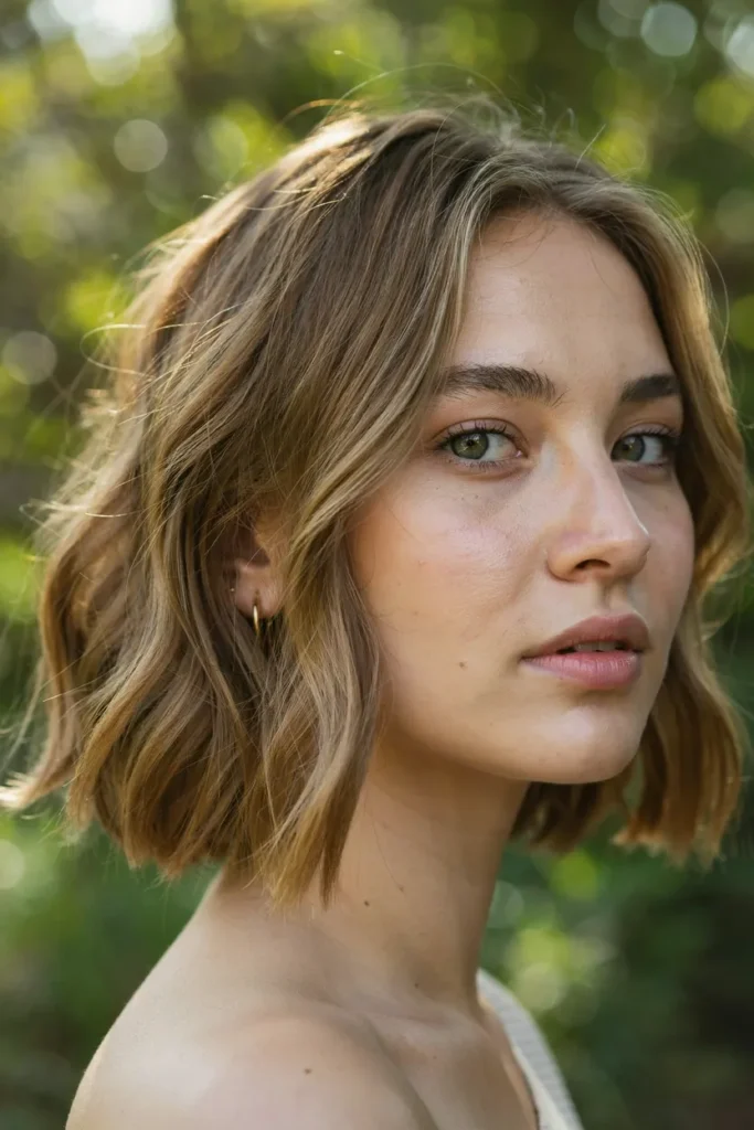 Wavy Bob With Sun-Kissed Balayage Highlights