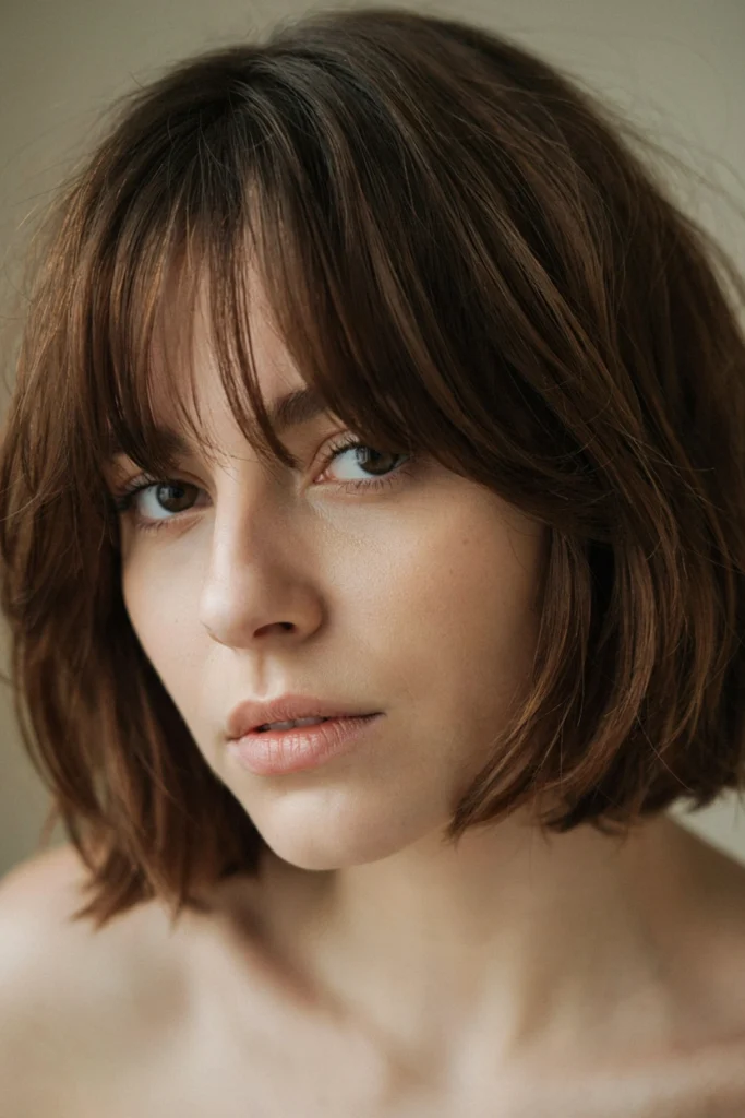 Classic Chocolate Brown Shaggy Bob
