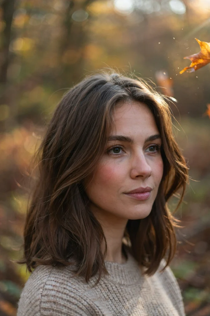 Feathered Shoulder-Length Cut With Brunette Highlights
