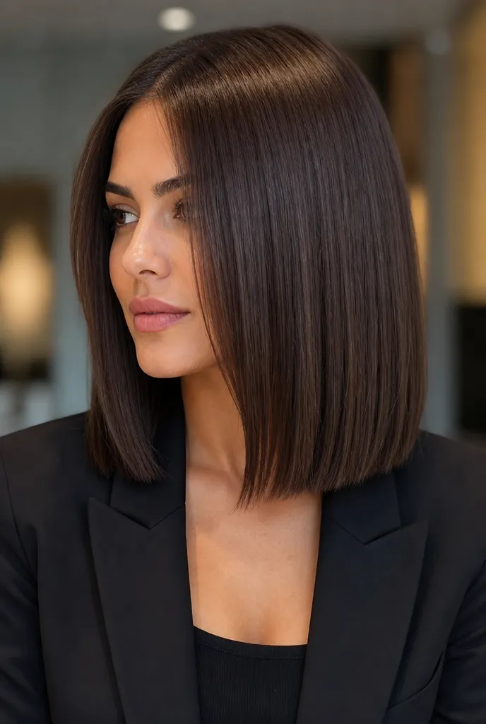 Medium-Length Blunt Cut with Glass Hair