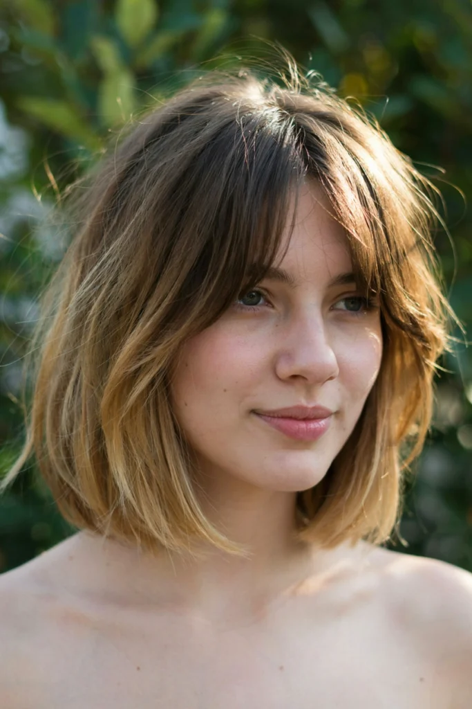 Rooted Blonde Shaggy Bob