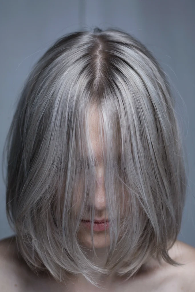 Silver and Gray Shaggy Bob