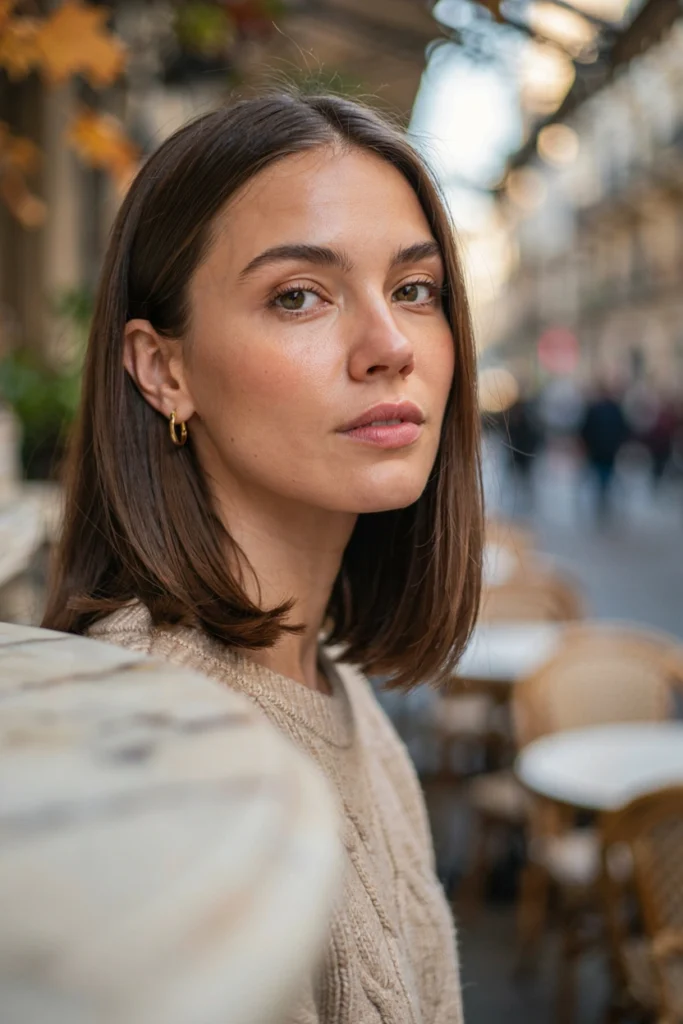 Straight Shoulder-Length Hair With Face-Framing Brunette Highlights