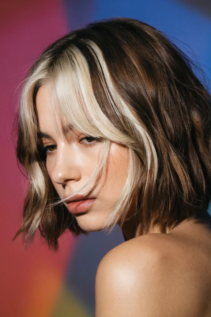 Two-Tone Money Piece Shaggy Bob